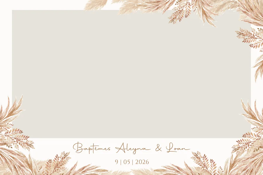 Template photobooth de baptême personnalisé aux prénoms et à la date de l'événement