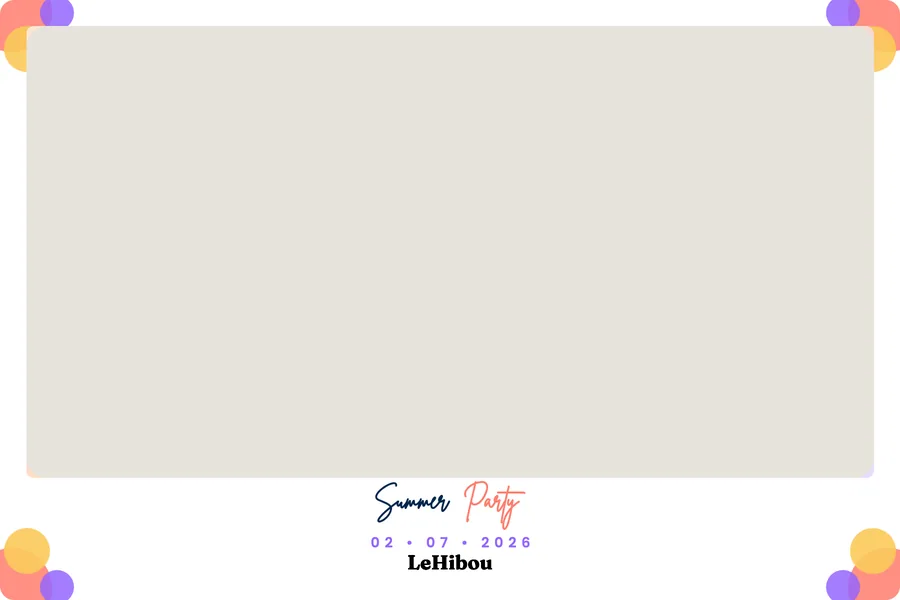 Template photobooth d'entreprise pour une soirée d'été, logo et date de l'événement